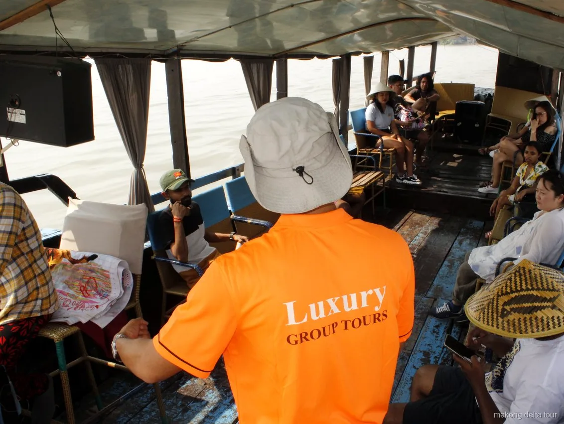 Honey tea tasting stop on Thoi Son Islet during the Mekong Delta day tour